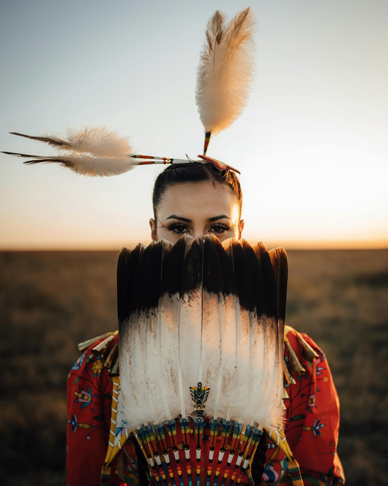Beautiful female Powwow dancer - Mino Bimaadziwin means The Good Life